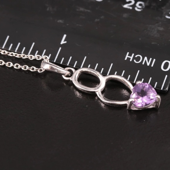 18” Amethyst & Sterling Pendant Necklace - Picture 3 of 7